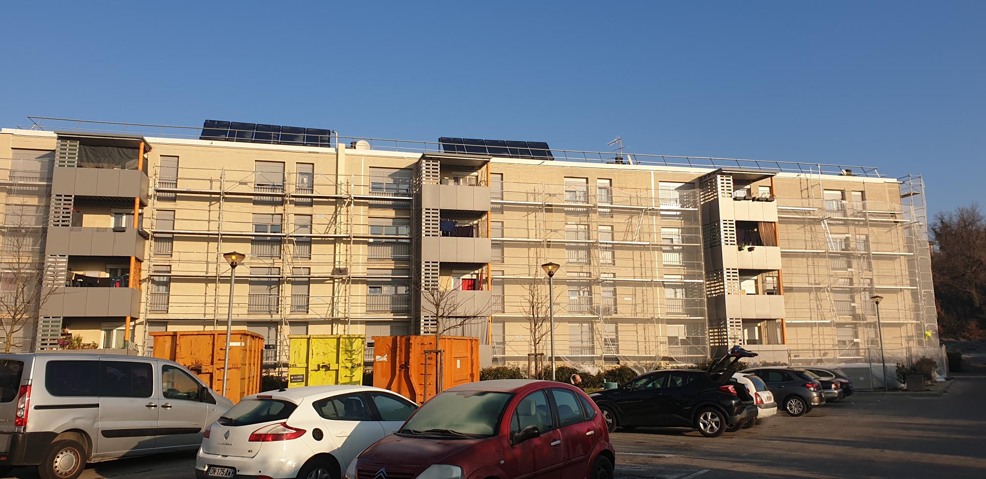 Rénovation façade avec échafaudage